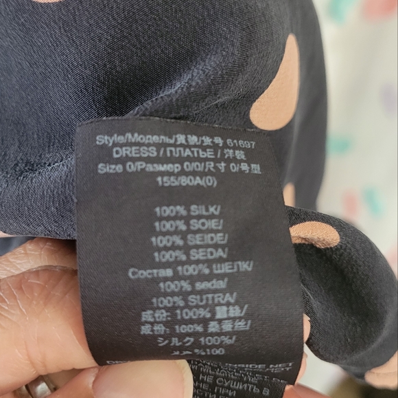 Tory Burch Black Polka-Dot Silk Crepe De Chine Dress Size 0 - Picture 9 of 10